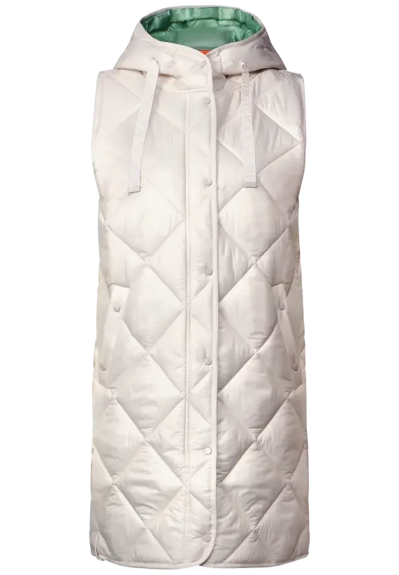 220170- Longline Padded Gilet-Cream-StreetOne