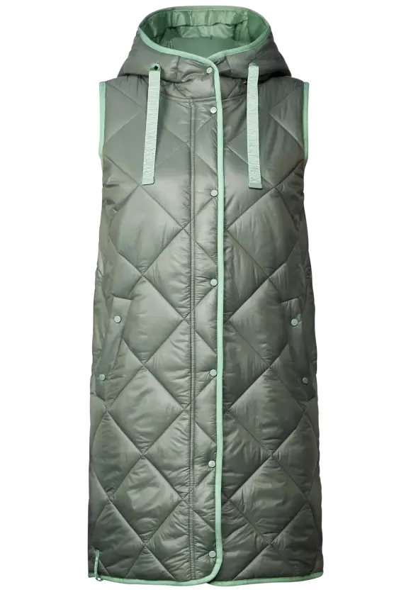 220170- Longline Padded Gilet-Dark Mint- StreetOne