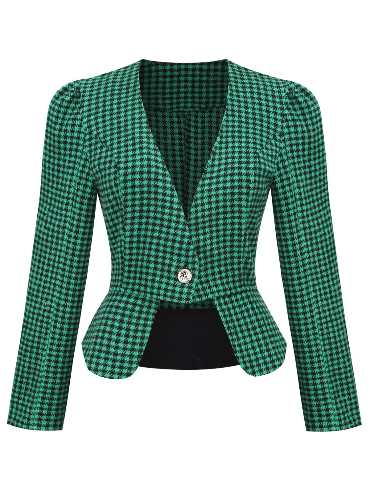 2PCS Black Retro Plaid Blazer & Panel Skirt