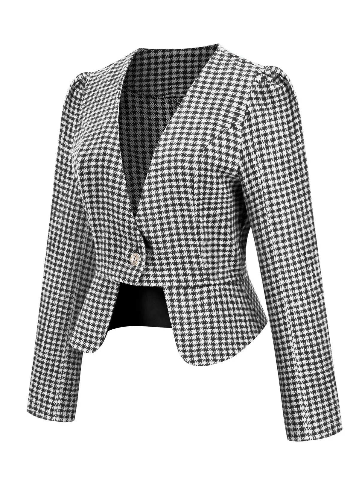 2PCS Black Retro Plaid Blazer & Panel Skirt