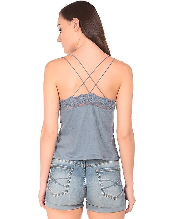 Aeropostale Lace Trim Textured Camisole