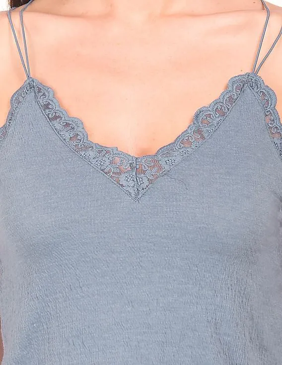 Aeropostale Lace Trim Textured Camisole