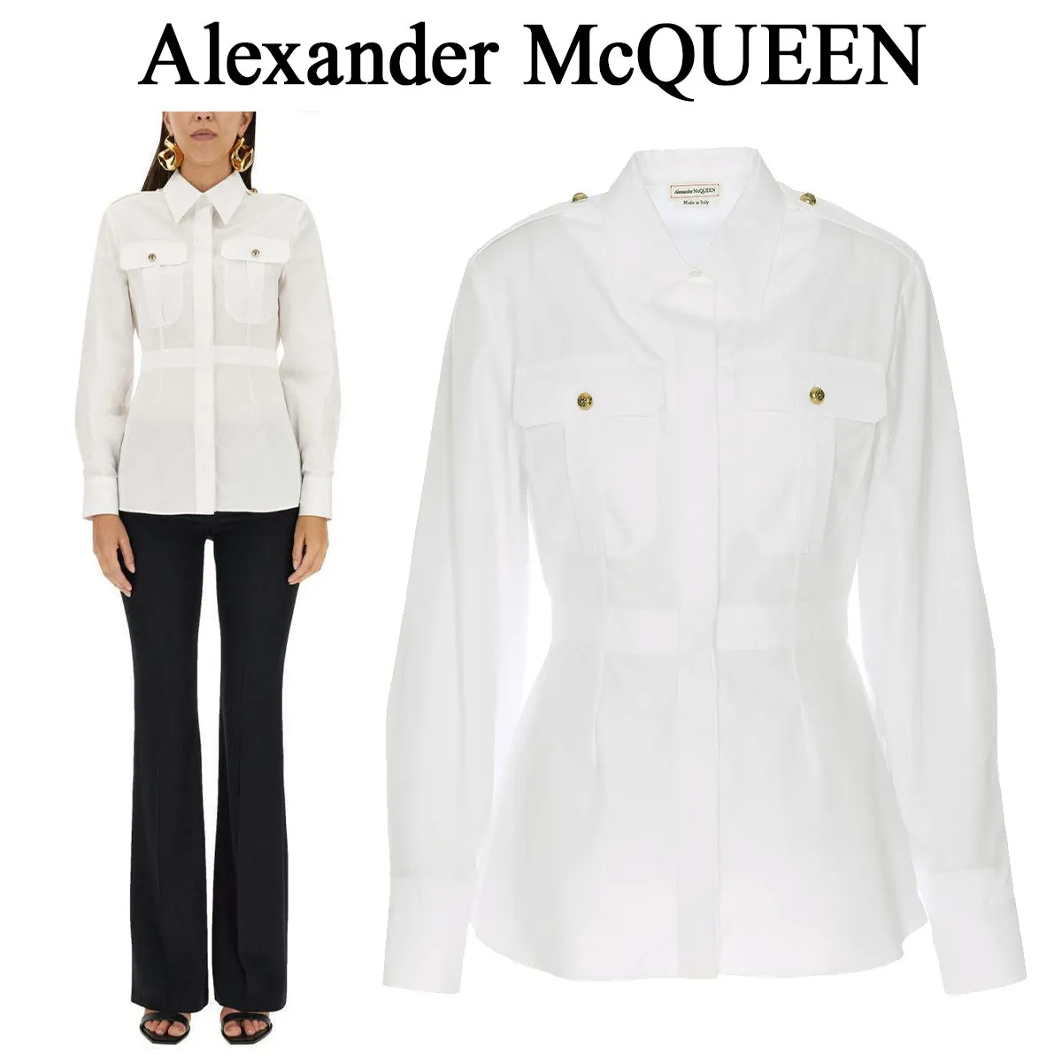 alexander mcqueen  |Casual Style Long Sleeves Plain Cotton Party Style