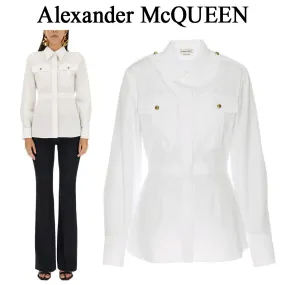 alexander mcqueen  |Casual Style Long Sleeves Plain Cotton Party Style