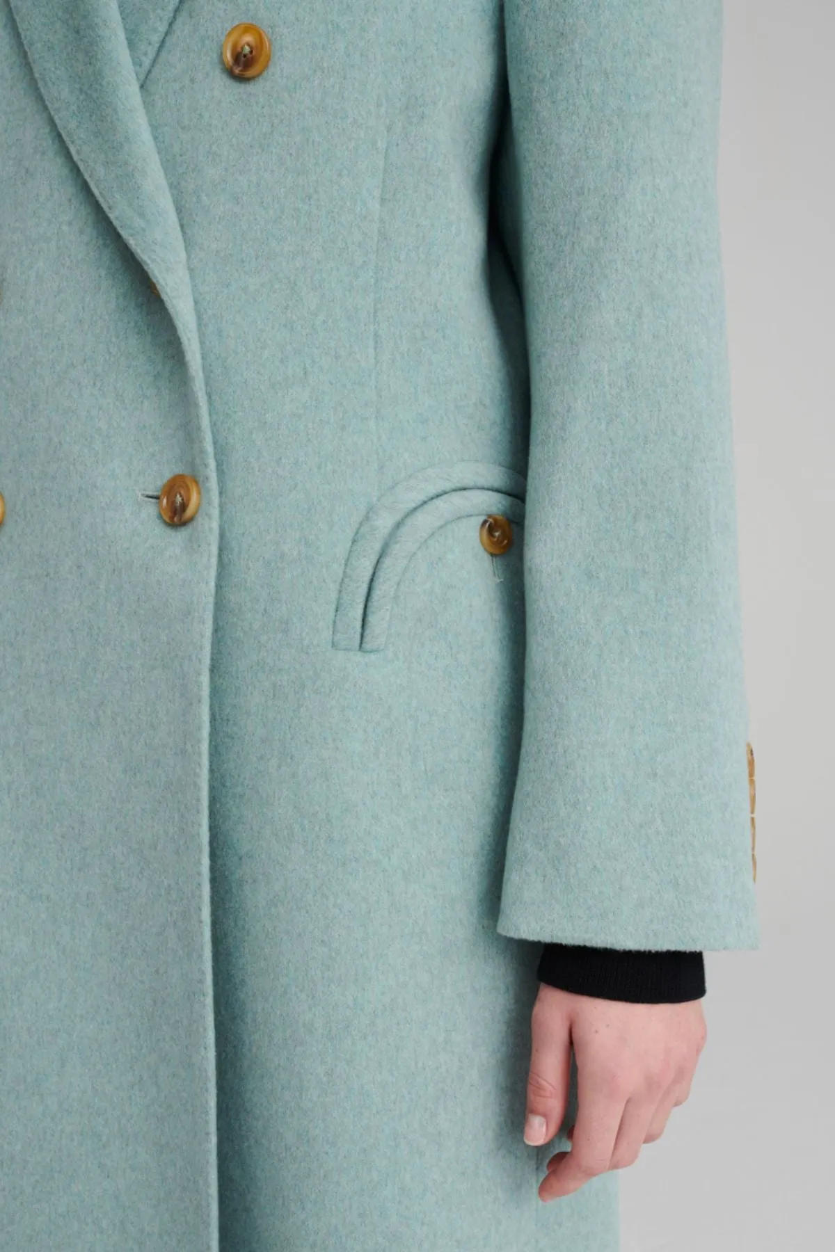 Blazé Milano Arya Virgin Wool Overcoat - Aqua