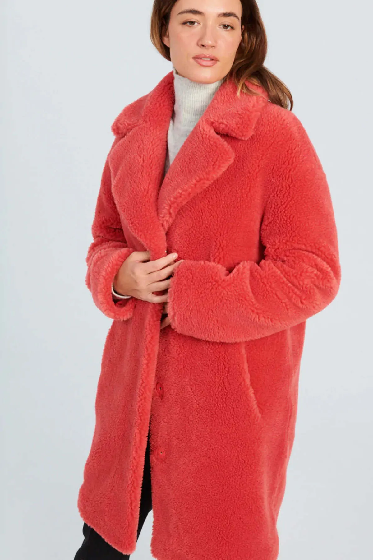 Camille Cocoon Coat - Raspberry