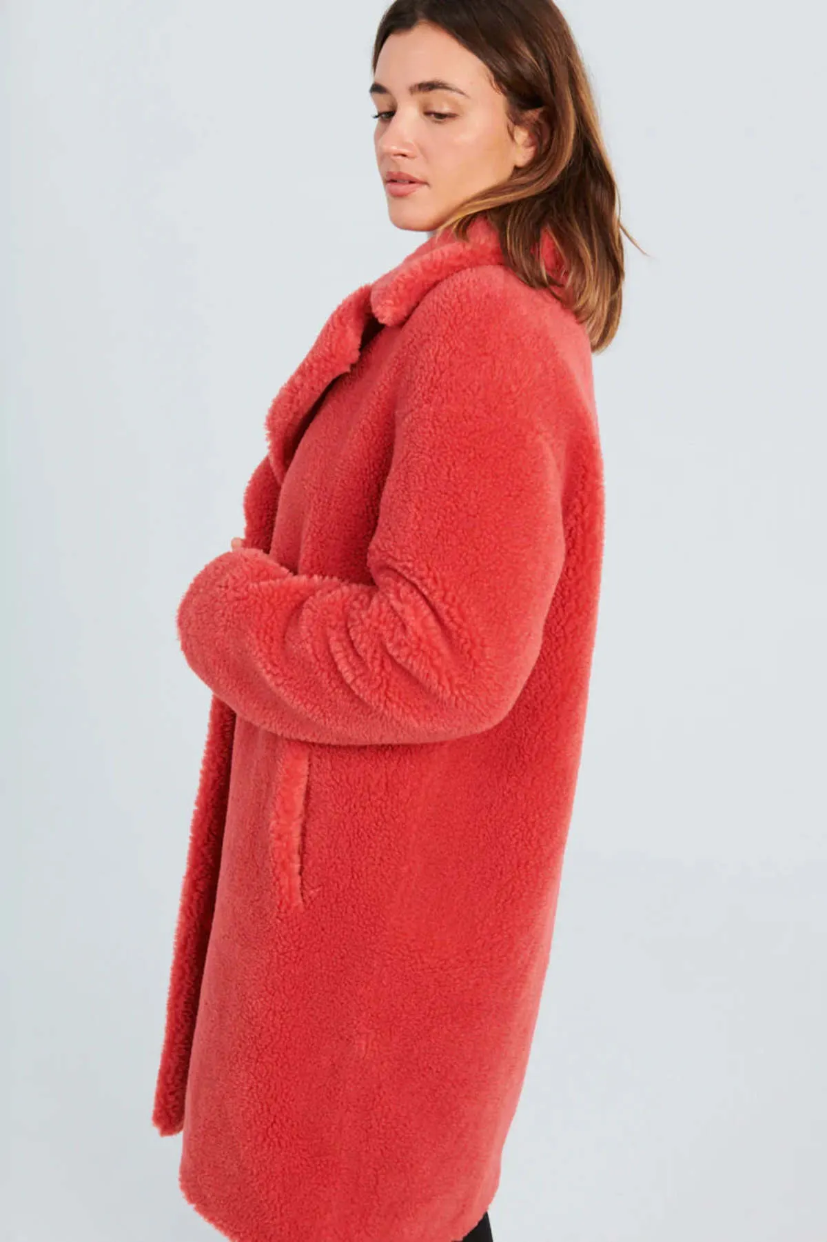 Camille Cocoon Coat - Raspberry