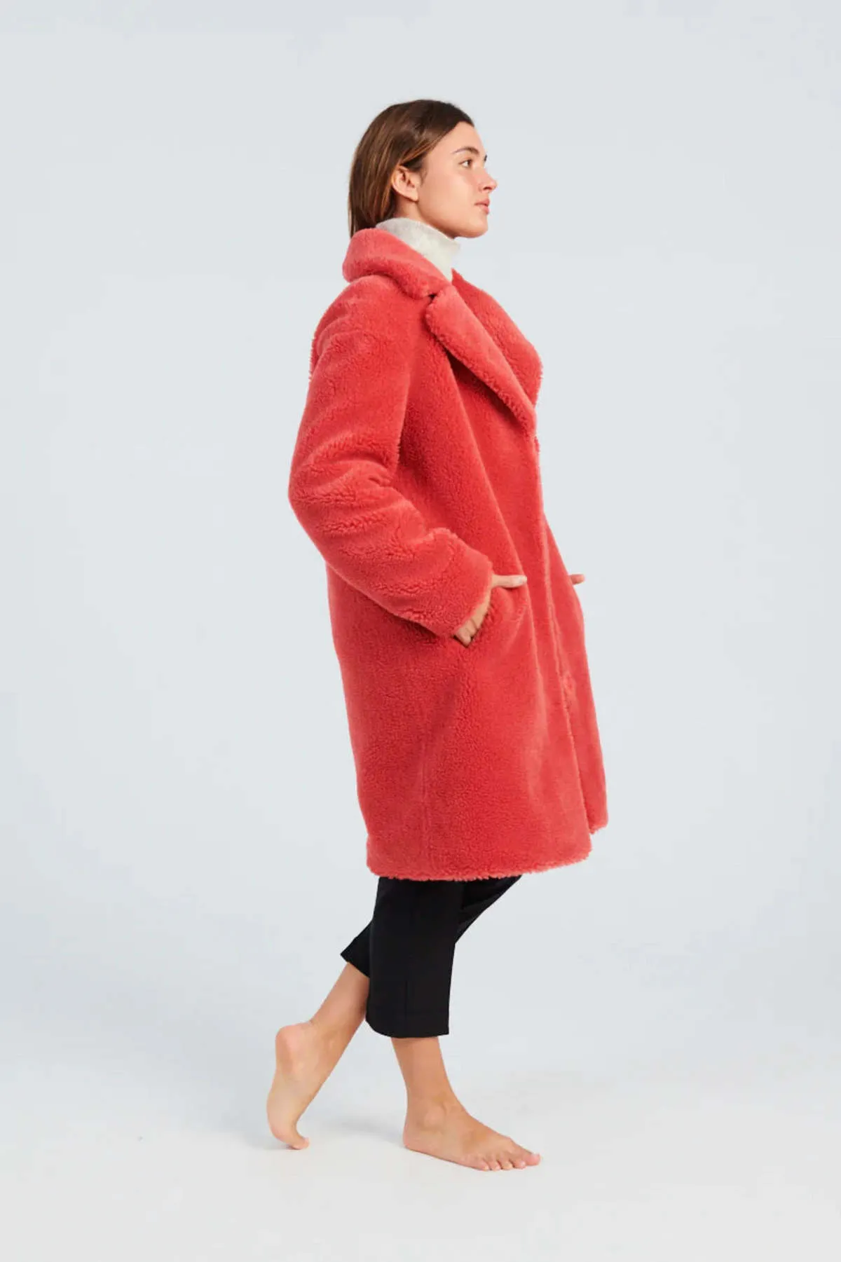 Camille Cocoon Coat - Raspberry