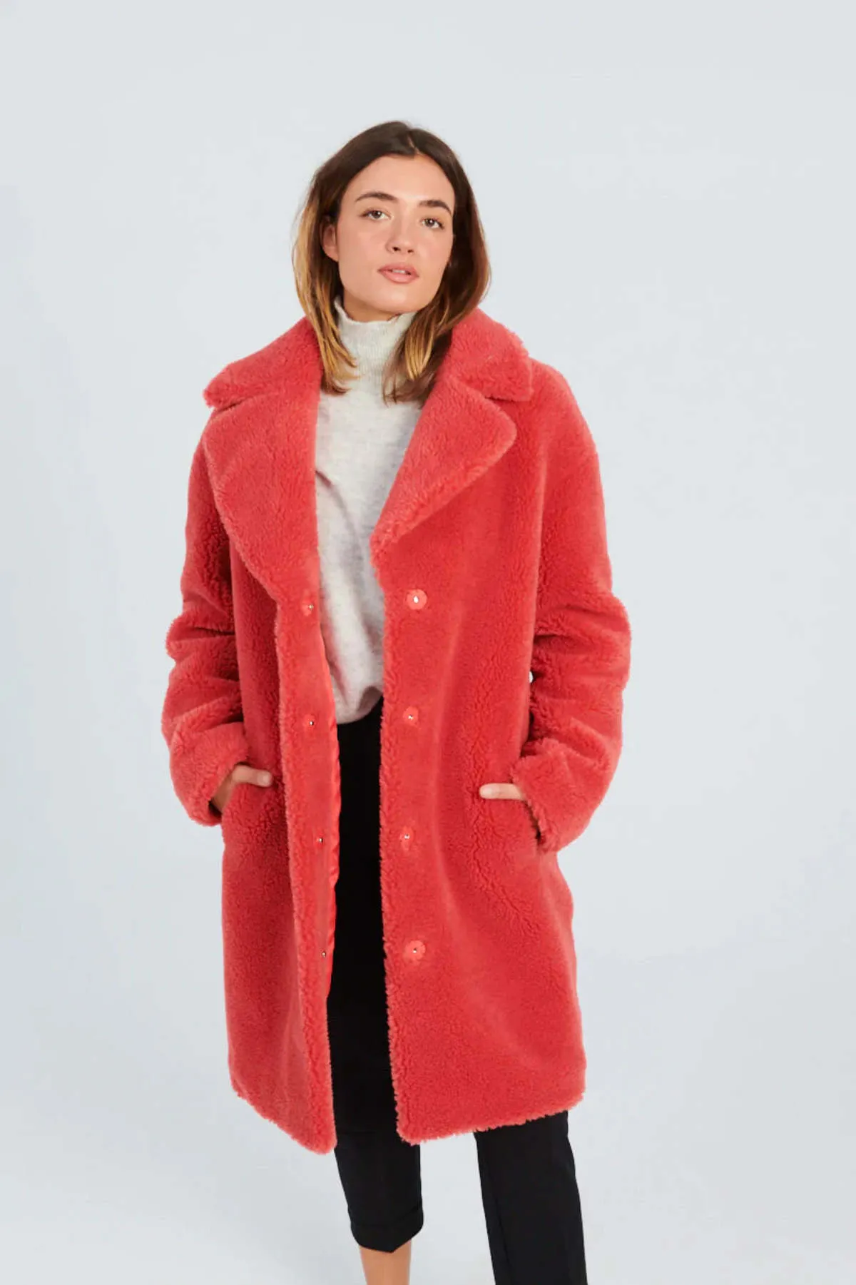 Camille Cocoon Coat - Raspberry