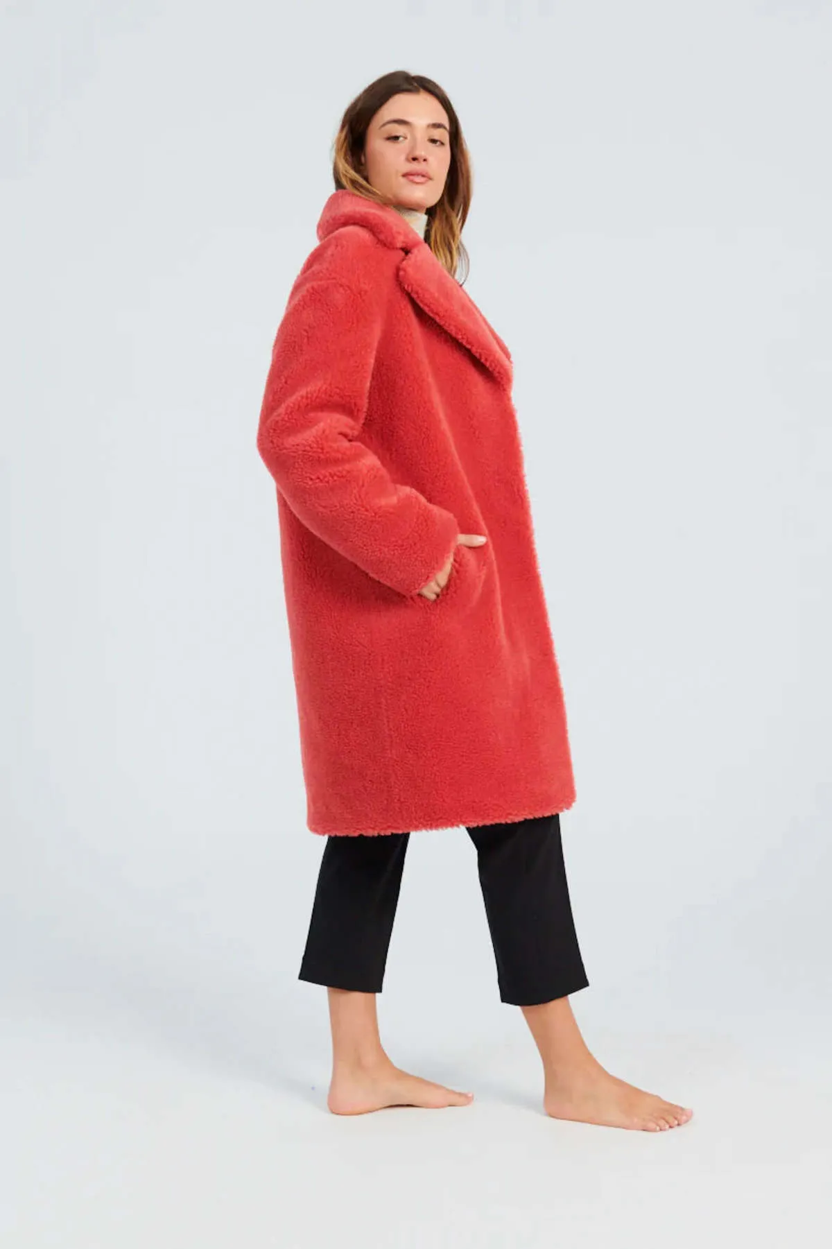 Camille Cocoon Coat - Raspberry