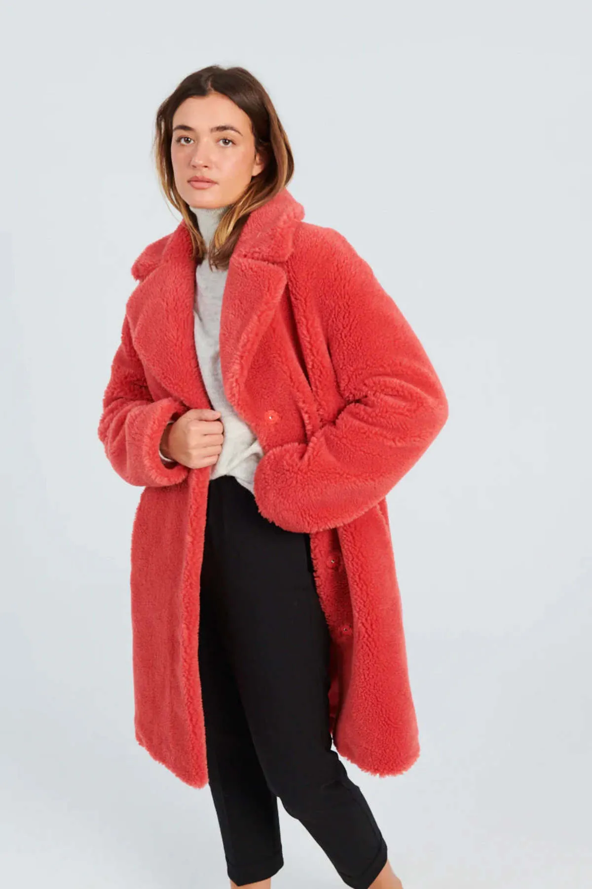 Camille Cocoon Coat - Raspberry