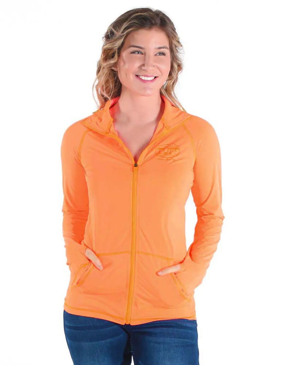 Cowgirl Tuff Womens Cooling UPF Tangerine Nylon Softshell Jacket