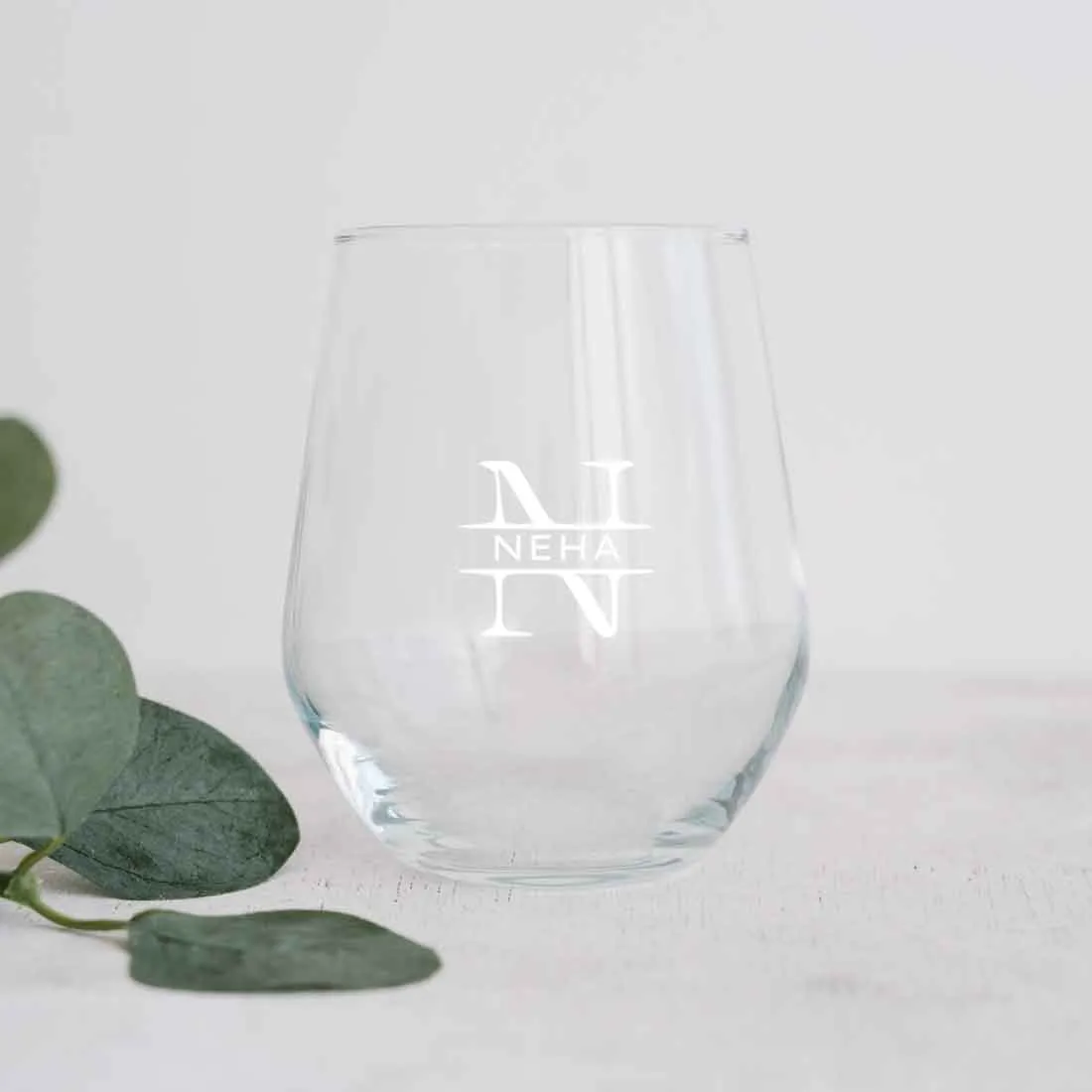 Custom Engraved Whiskey Glass Stemless Wine Glasses with Monogram Name 400 ML