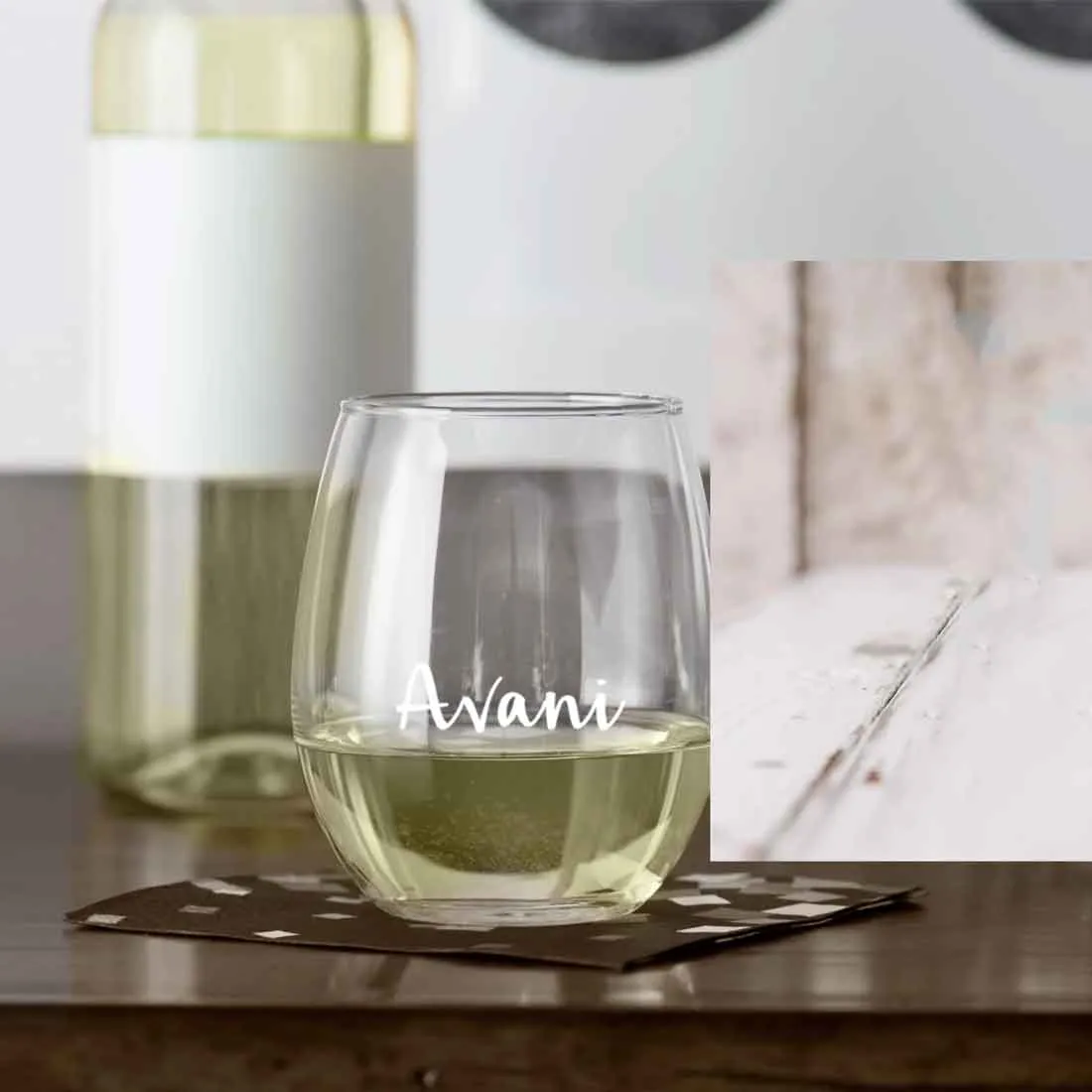 Customizable Wine Glass with Name Engraved Stemless Cocktail Glasses 400 ML