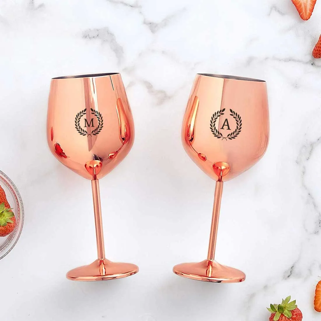 Customized Wine Glasses Stainless Steel Goblets with Copper Finish