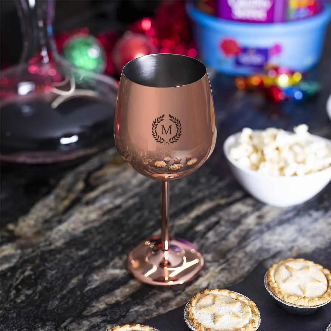 Customized Wine Glasses Stainless Steel Goblets with Copper Finish