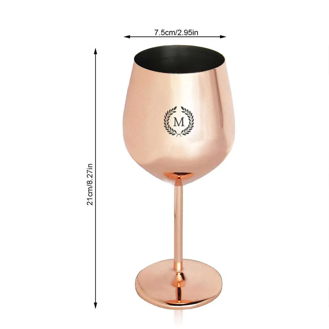 Customized Wine Glasses Stainless Steel Goblets with Copper Finish