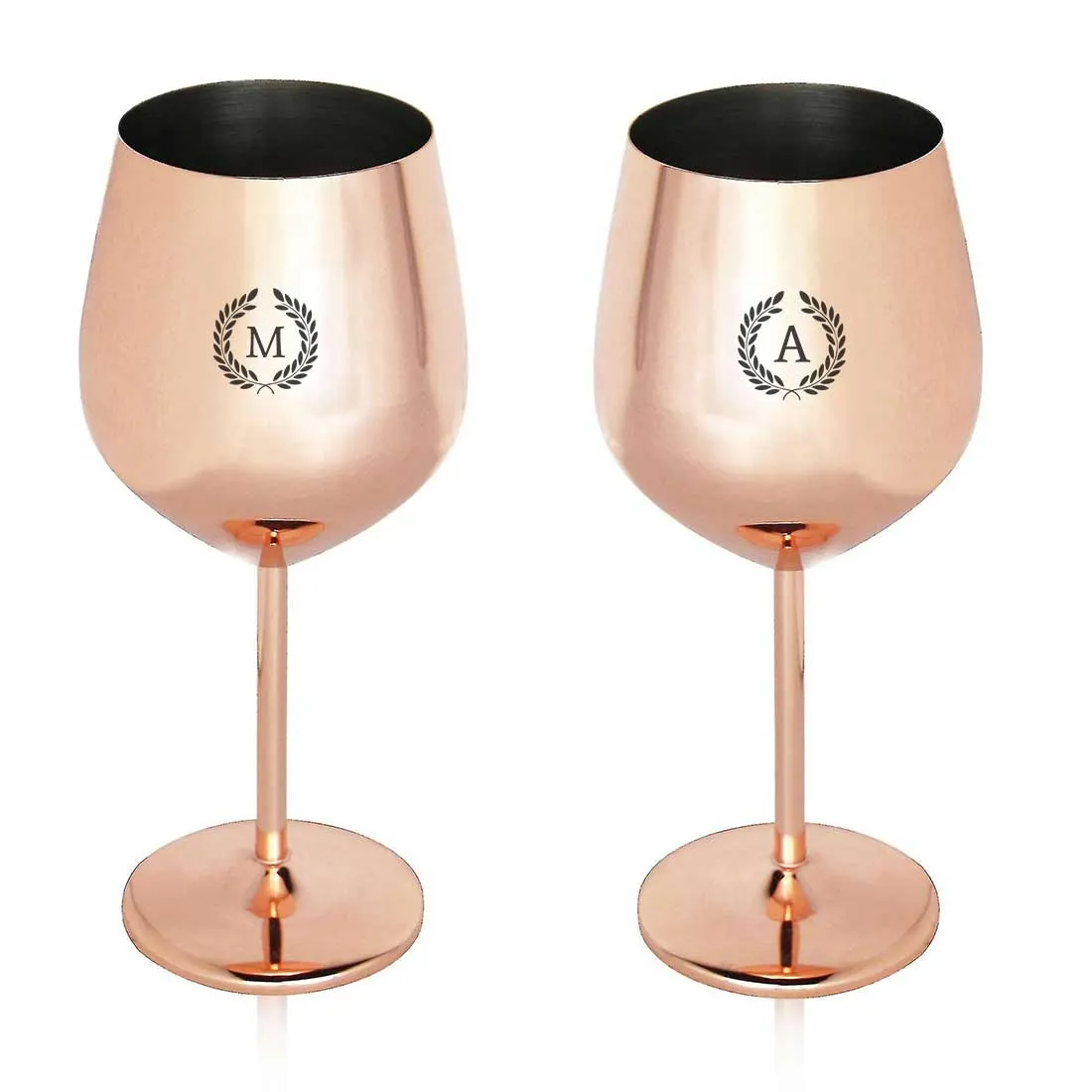 Customized Wine Glasses Stainless Steel Goblets with Copper Finish