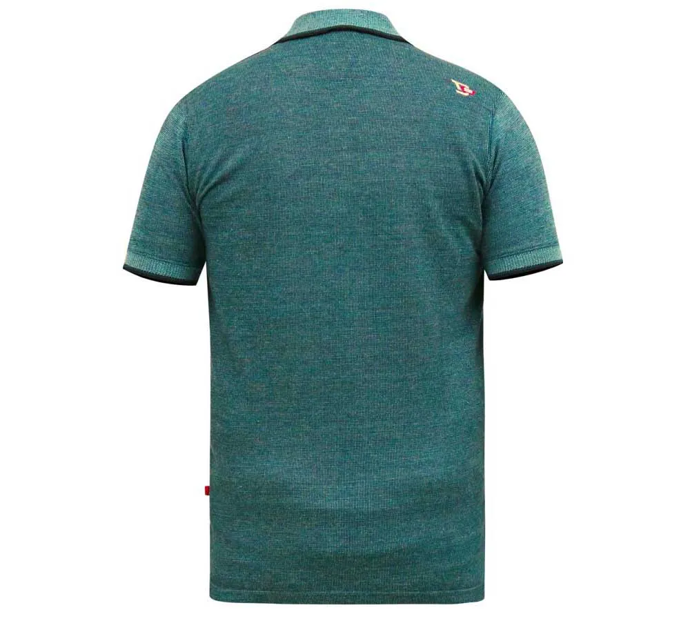 D555 Mens Teal Textured Polo Shirt With Jacquard Collar and Cuffs (TROY 2)