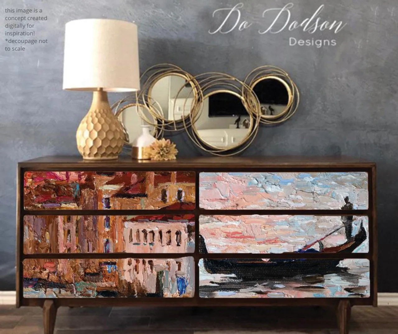 Dixie Belle - Rice Paper Decoupage Gondola & Landscape