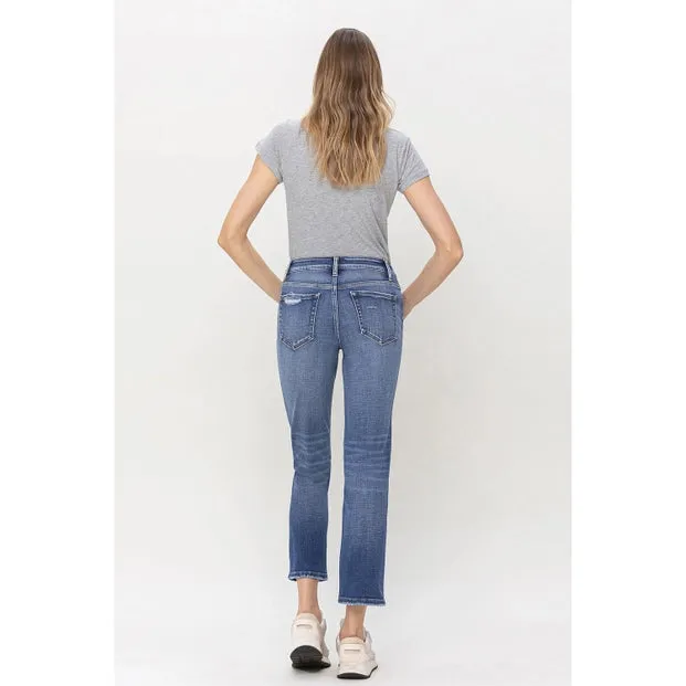 Dover Mid Rise Straight Cropped Denim