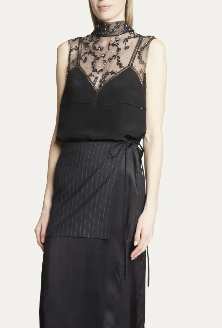 Dries Van Noten  |Embroidered mesh top