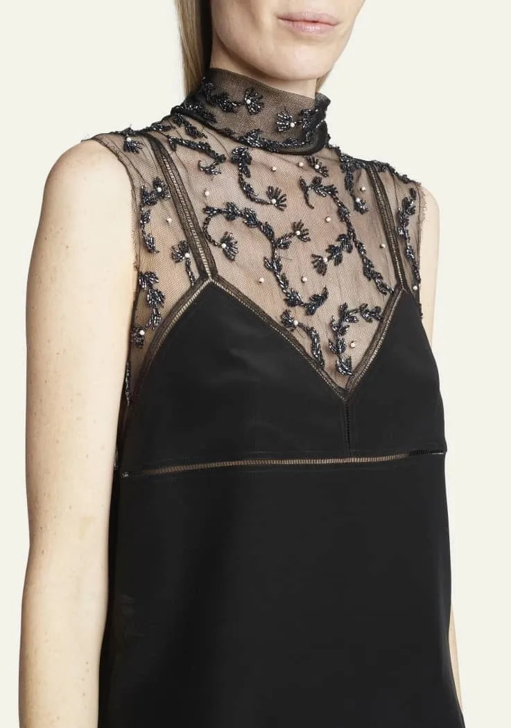 Dries Van Noten  |Embroidered mesh top