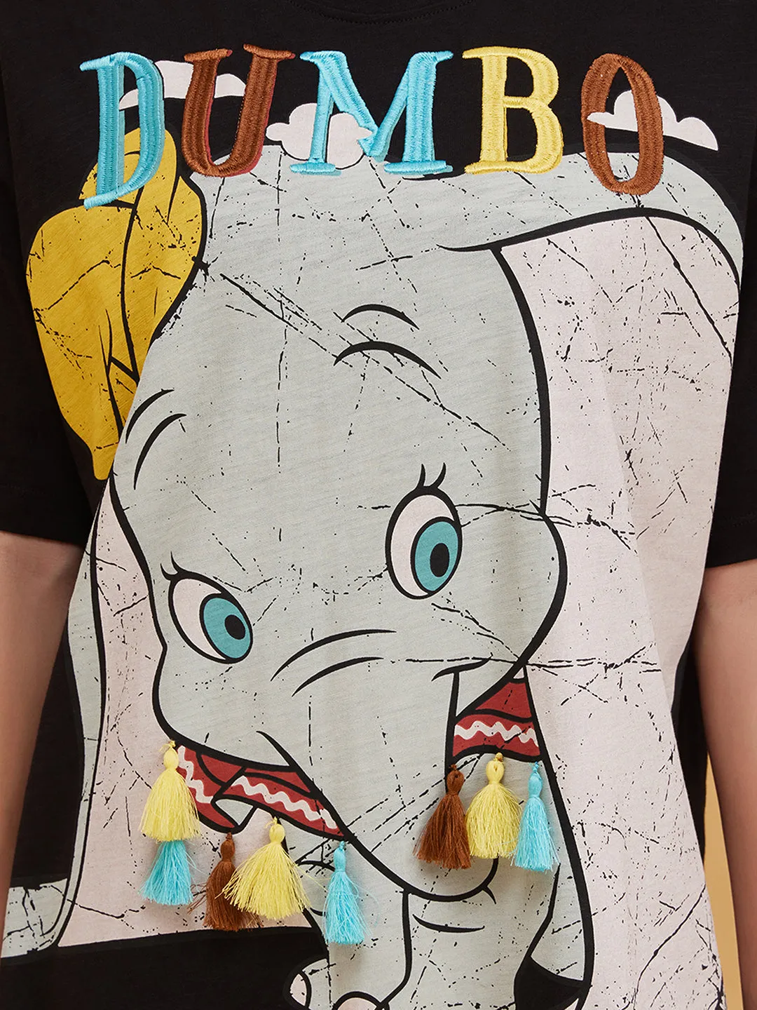 Dumbo  Disney Printed Graphic T-Shirt With Tassels