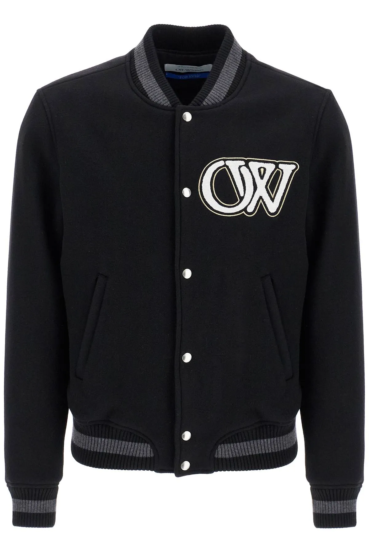 embroidered lettering varsity OMEH053C99FAB002 BLACK WHITE