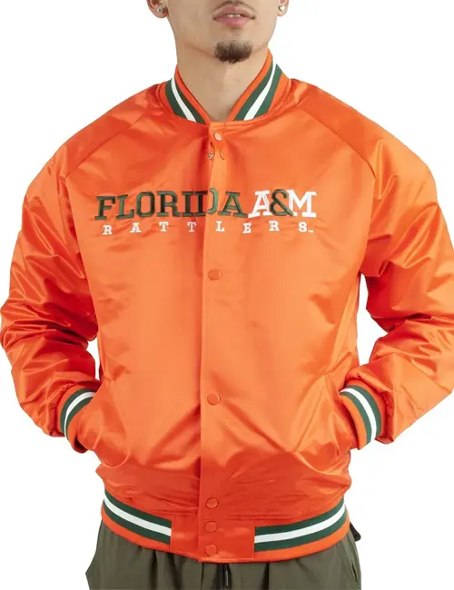 FAMU Orange Satin Varsity Jacket - William Jacket