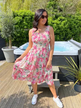 Floral Button Midi Dress Toni