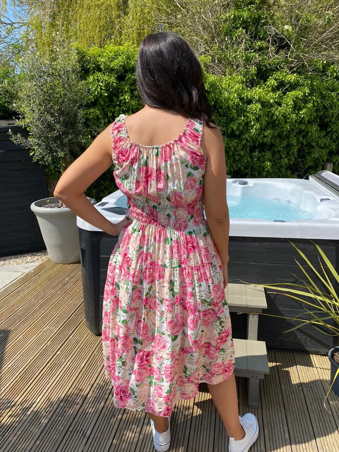 Floral Button Midi Dress Toni