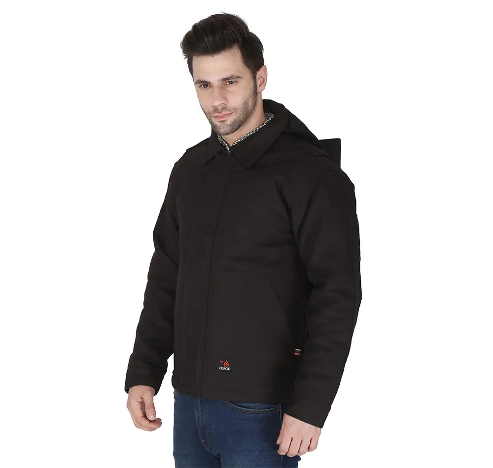 Forge Fr Men's Black Insulated Duck Hooded Jacket