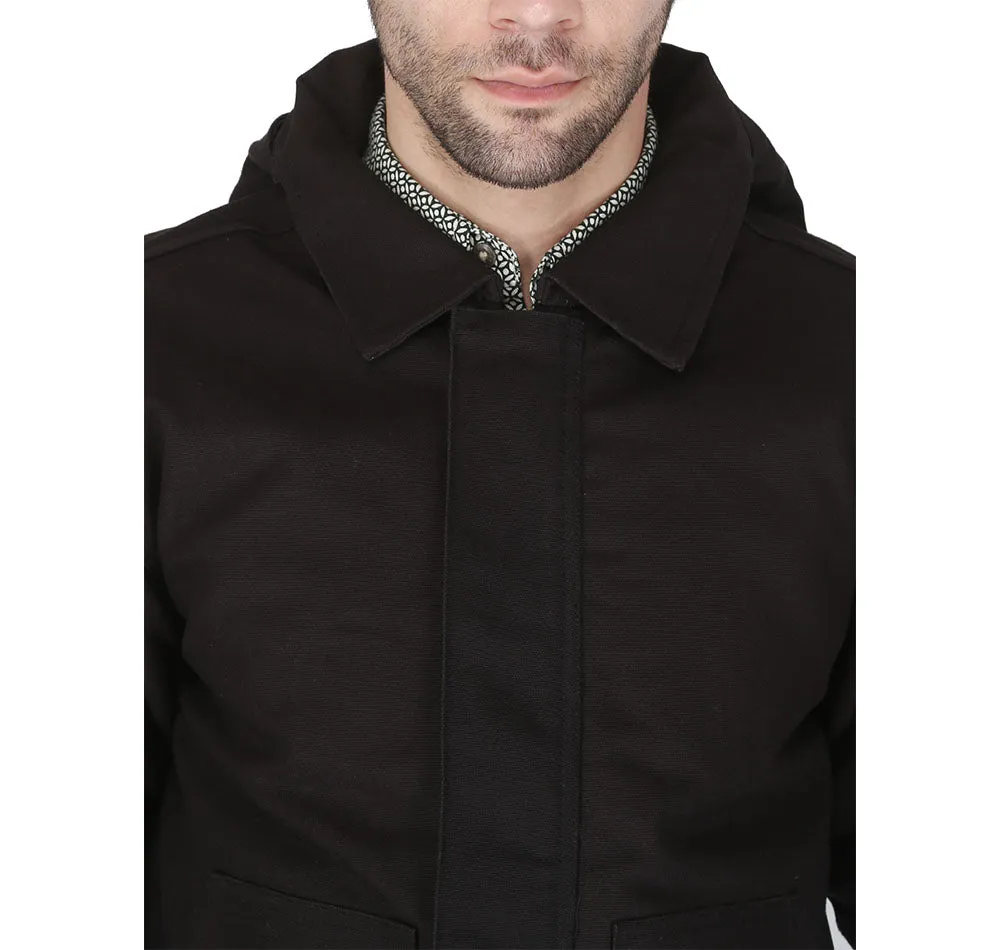 Forge Fr Men's Black Insulated Duck Hooded Jacket