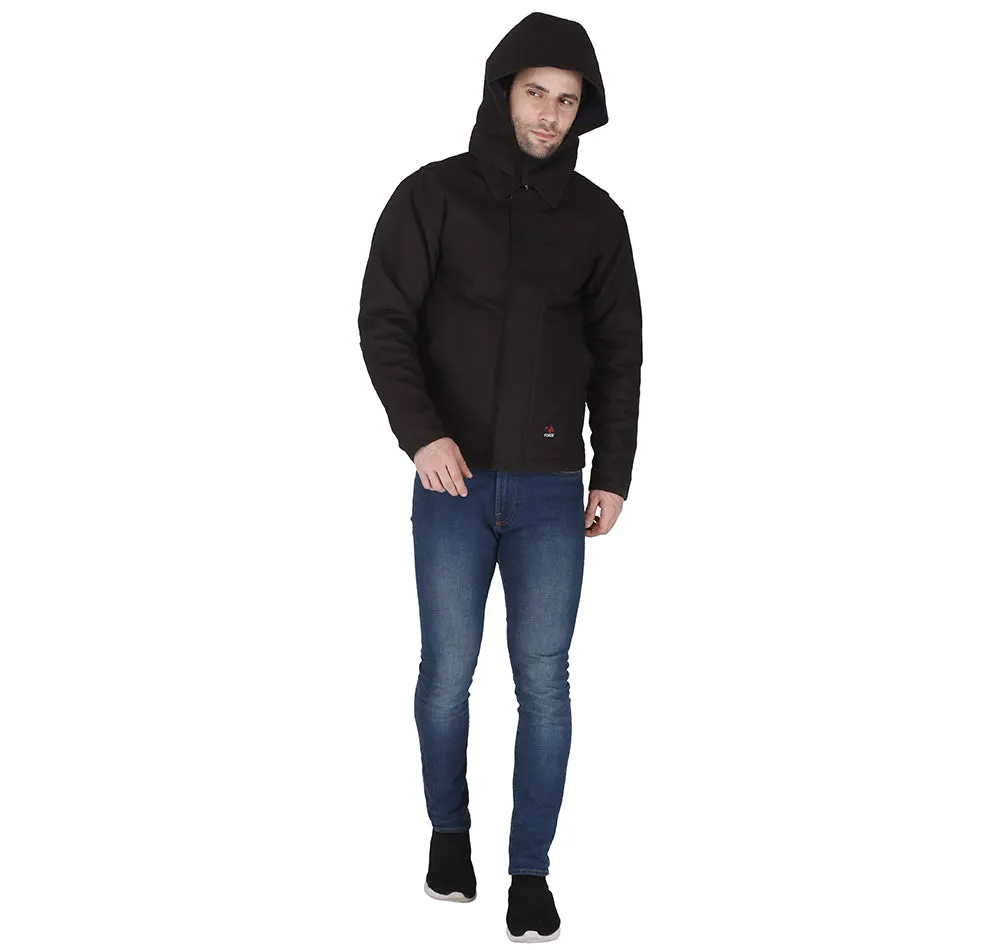 Forge Fr Men's Black Insulated Duck Hooded Jacket