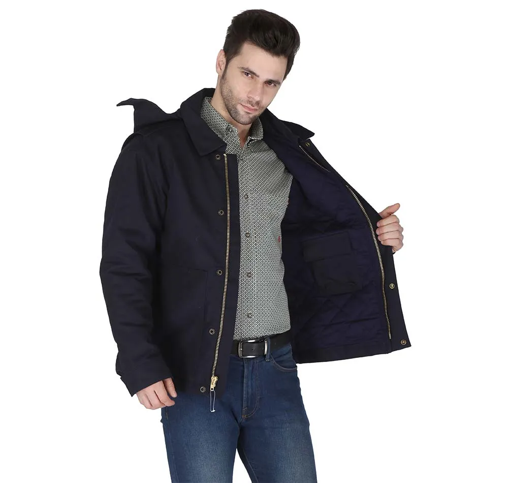 Forge Fr Men's Navy Insulated Duck Hooded Jacket