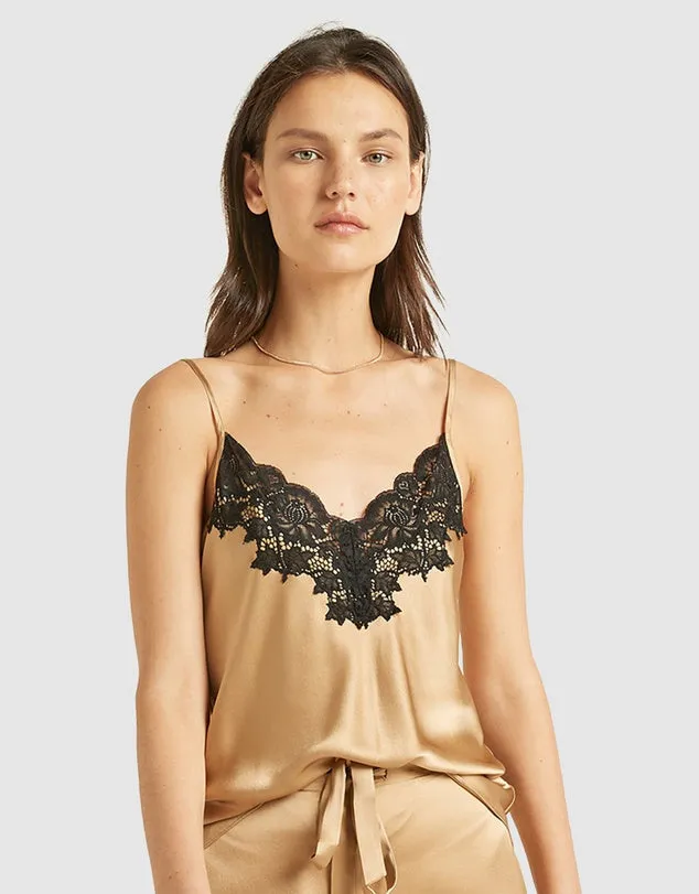 GINIA - Silk Camisole with Lace Trim