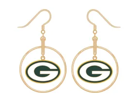 Green Bay Packers Gold Tone Hoop/Logo Earrings