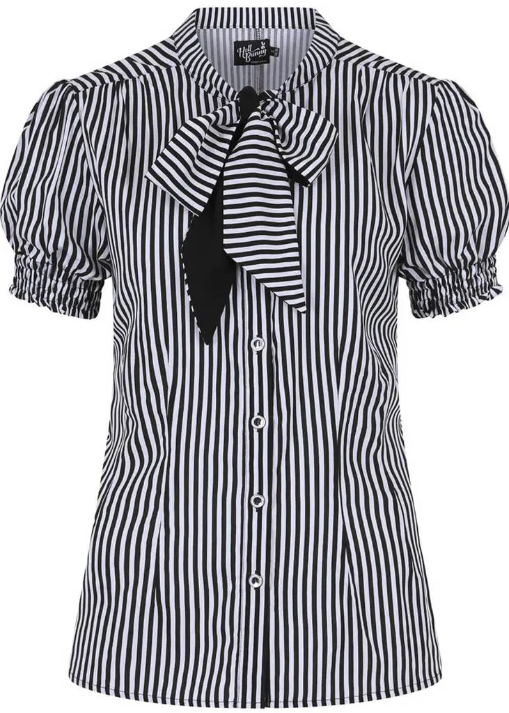 Hell Bunny Humbug 40's Blouse Black White