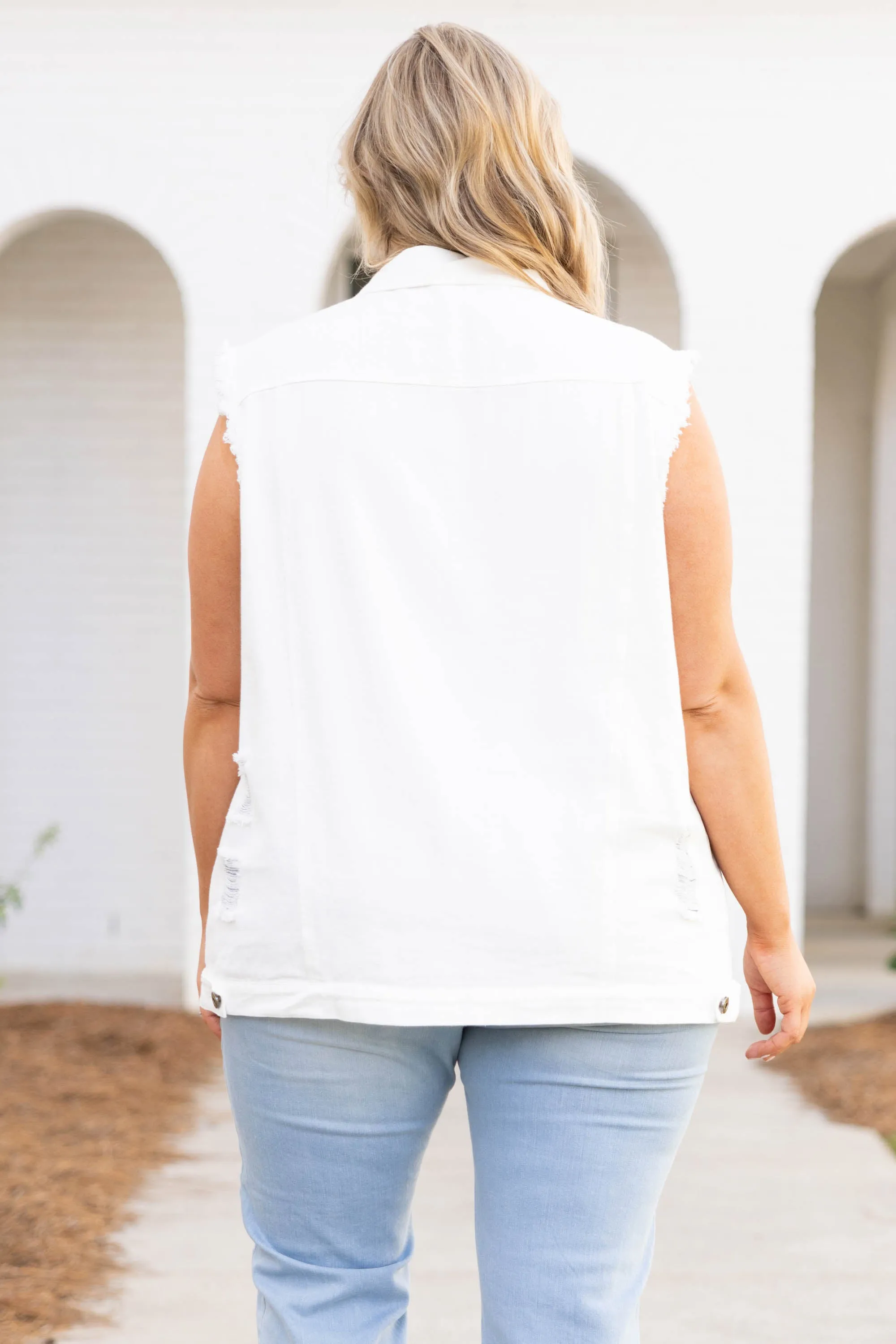 Hillside Sparks Vest, White Denim