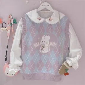 JAPANESE CUTE RABBIT PASTEL PURPLE SOFT VEST BY90188