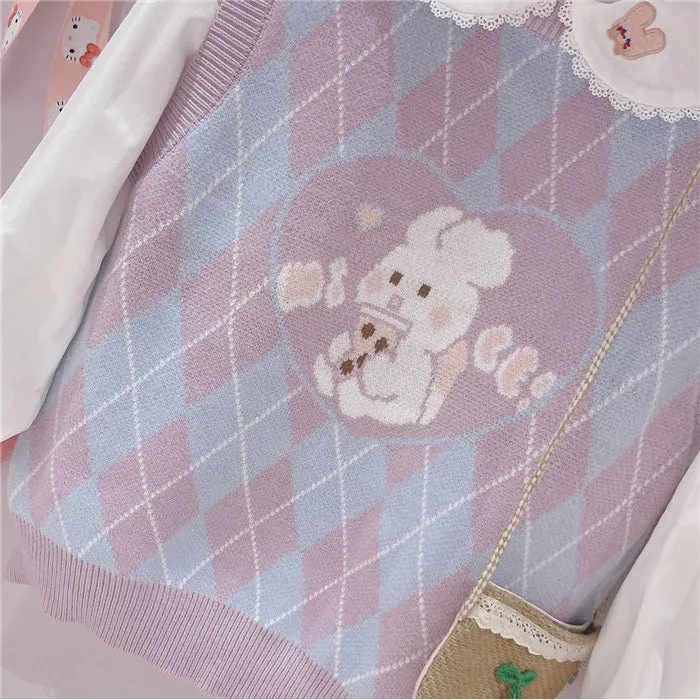 JAPANESE CUTE RABBIT PASTEL PURPLE SOFT VEST BY90188