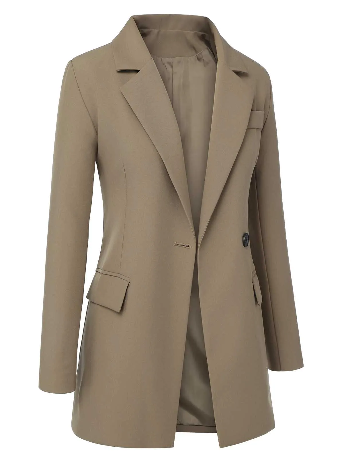 Khaki 1950s Lapel Suit Long Sleeve Coat