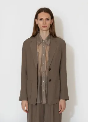 Linen Blend Jacket in Dark Tan