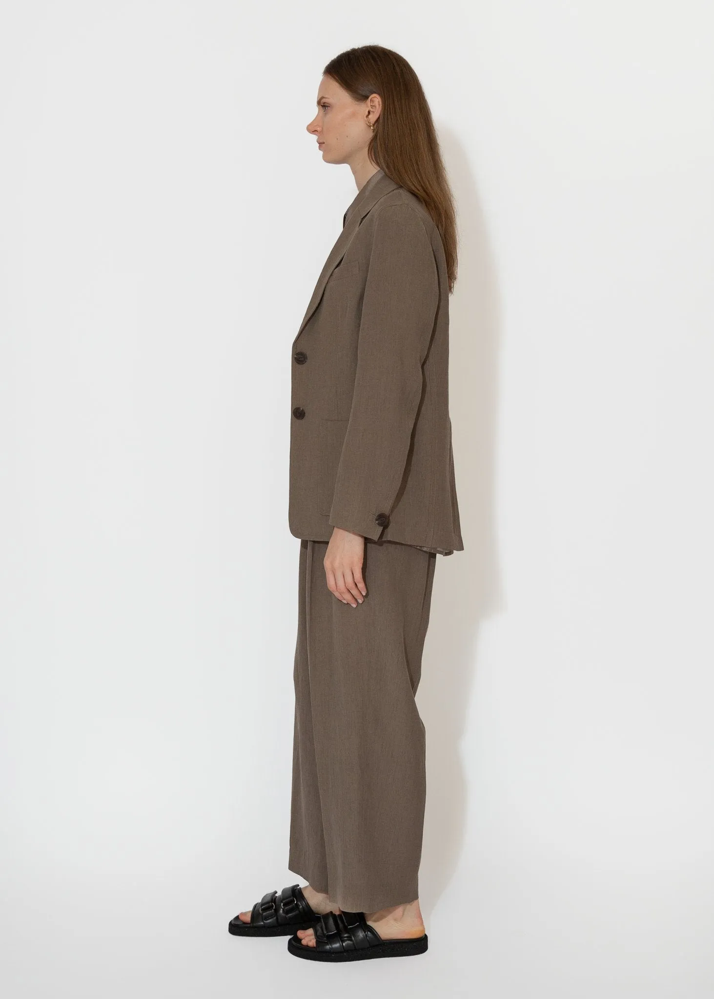 Linen Blend Jacket in Dark Tan