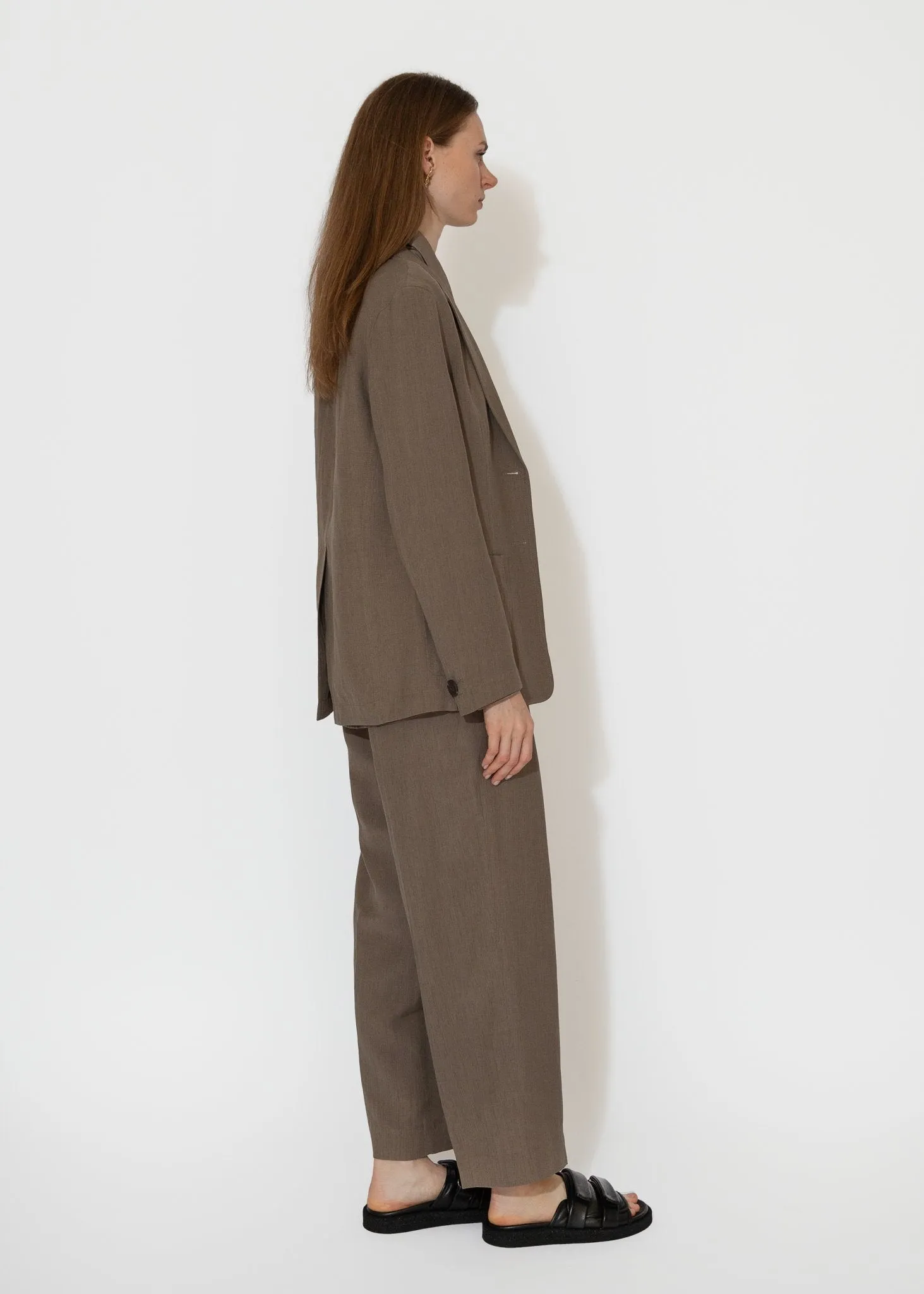 Linen Blend Jacket in Dark Tan