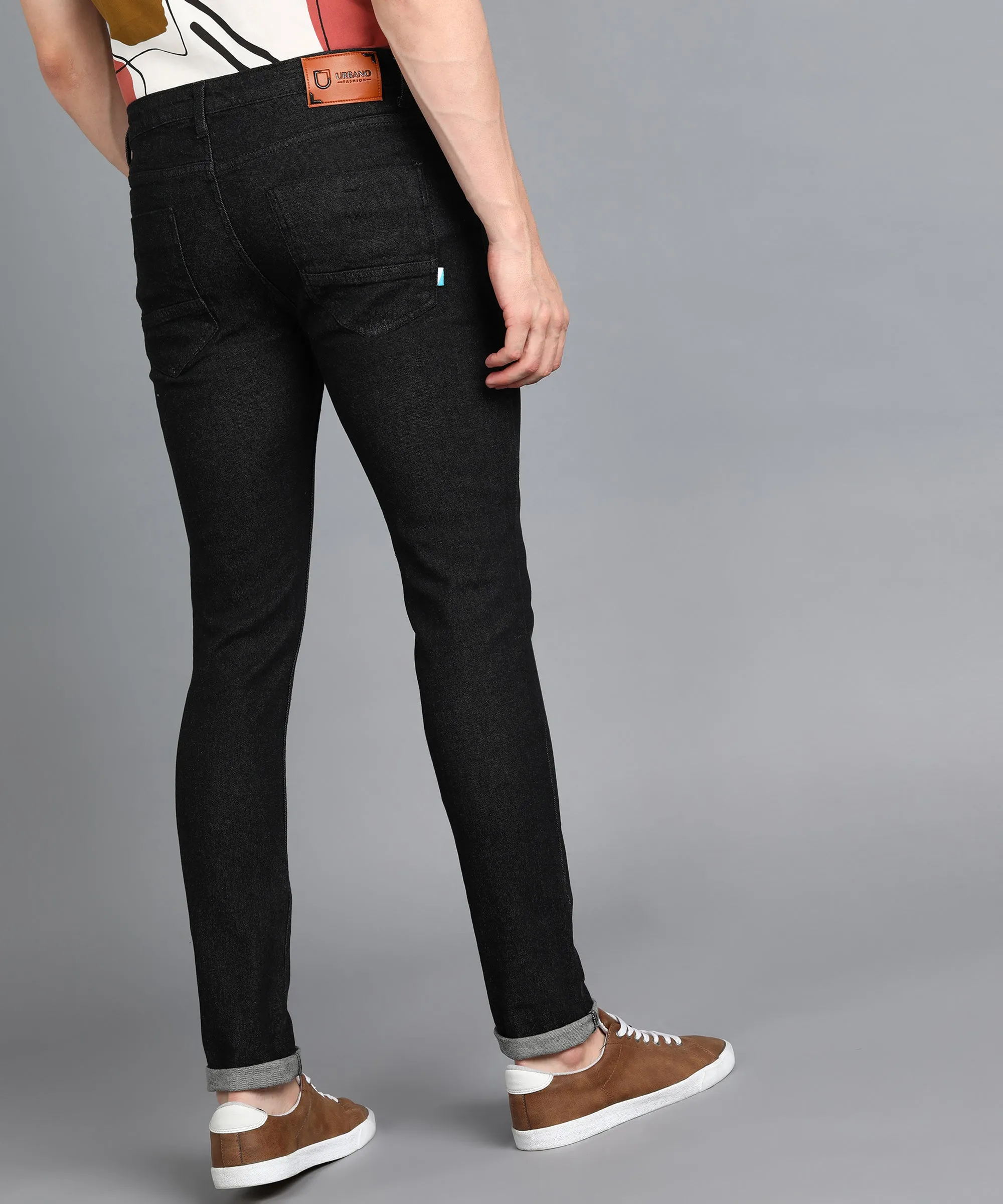 Men's Black Slim Fit Washed Jeans Stretchable