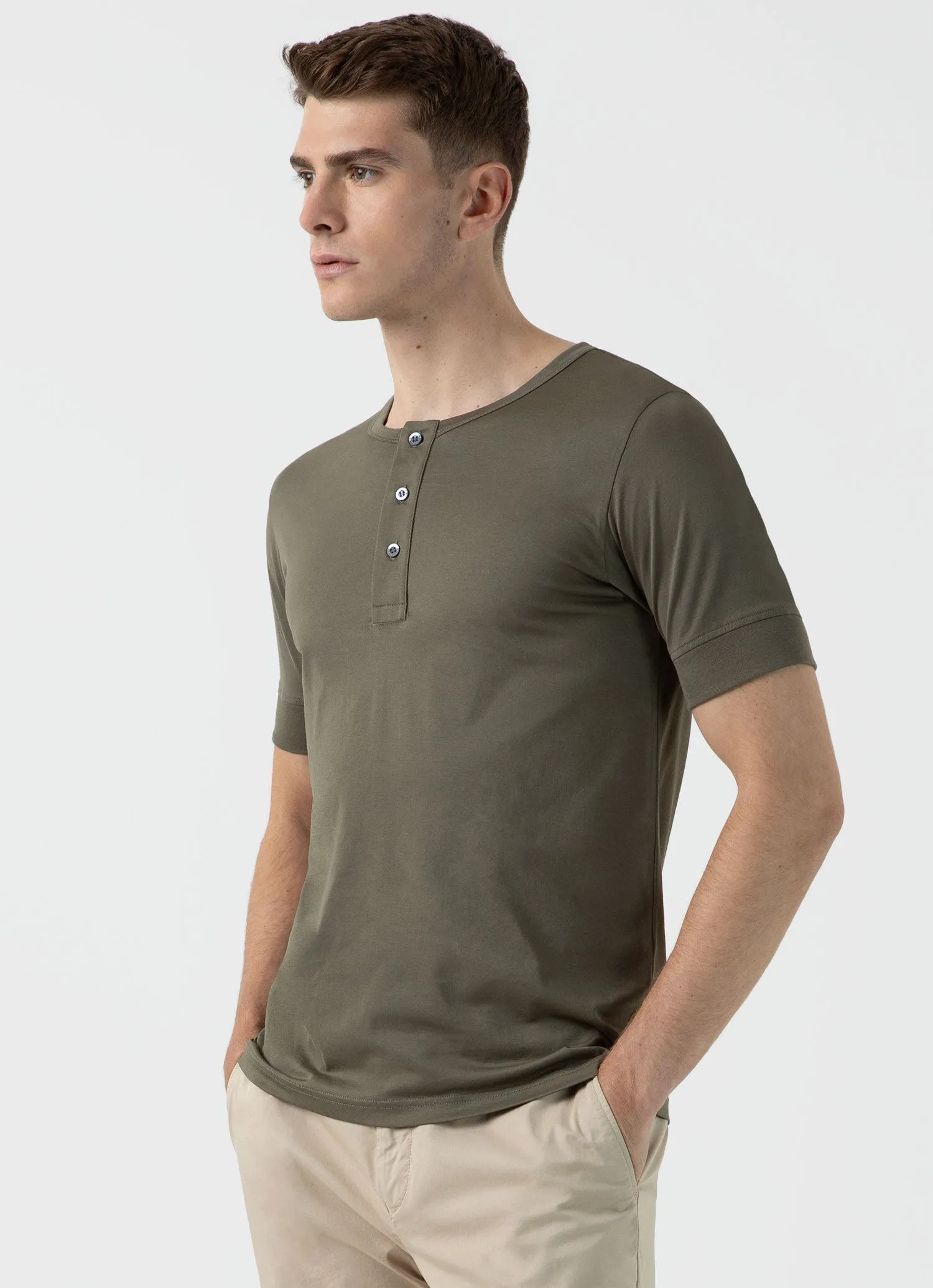 Men's Henley T-shirt in Khaki