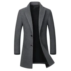 Men's long woolen trench coat