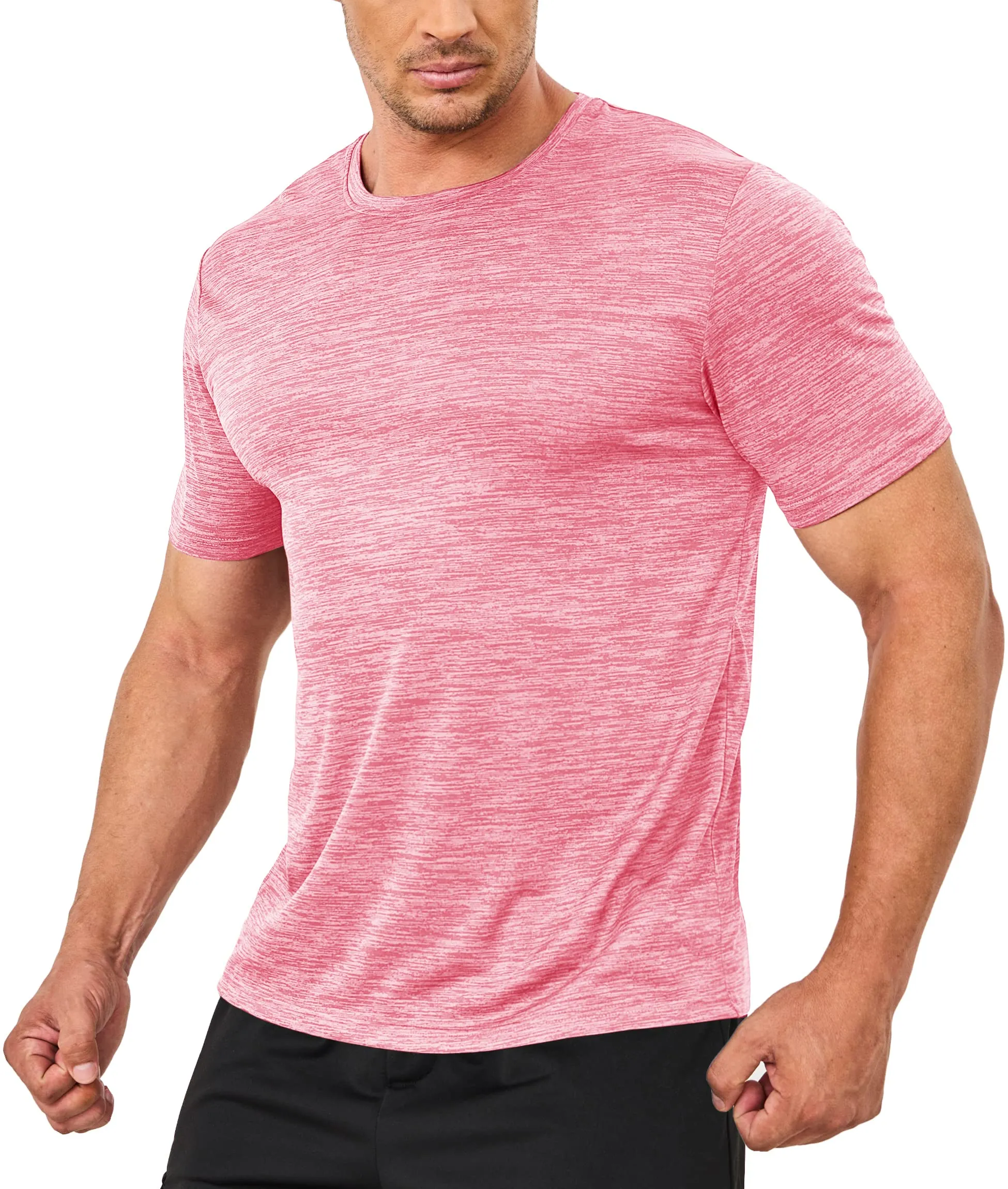 Mens Summer Quick Dry T-shirts Mens Running Tee Shirts Short Sleeve Athlete Elastic Workout Sportswear Outdoor Casual Tops